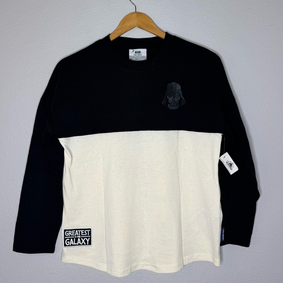 New Disney Kids Black & Cream Star Wars Long Sleeve Shirt Spirit Jersey XL (14) - Picture 2 of 9